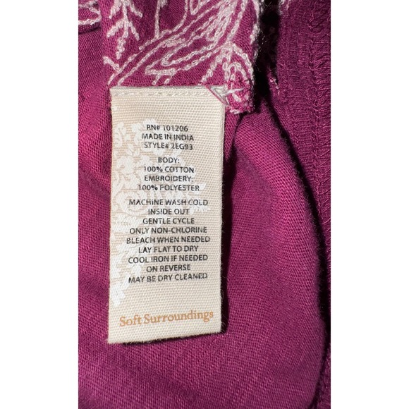 Soft Surroundings Embroidered Floral Zip Up Hooded Jacket Burgundy Size Small - Picture 7 of 7